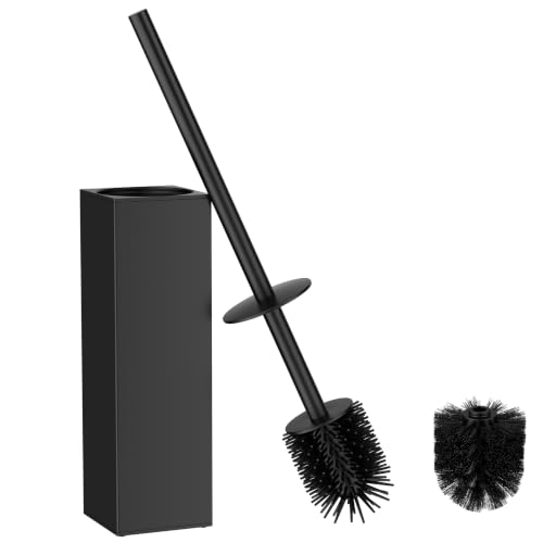 Image of FORIOUS Stainless Steel Toilet Bowl Brush Scrubber and Holder Set Tall