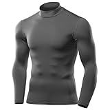 [アルメデス] コンプレッション 接触冷感 メンズ オールシーズン インナー アンダーシャツ 長袖 ハイネック トレーニングウェア ゴルフ AR53 L グレー