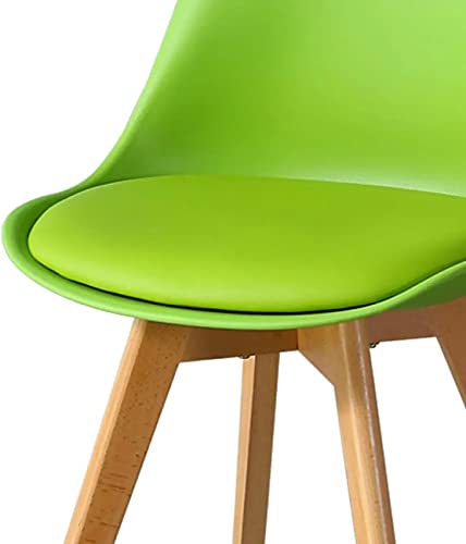 Image of Set of 4 Modern Style Mid Century Modern Dinning Room Cafe Hotel Office Wooden Legs Chair (Green Fully Wooden Legs)