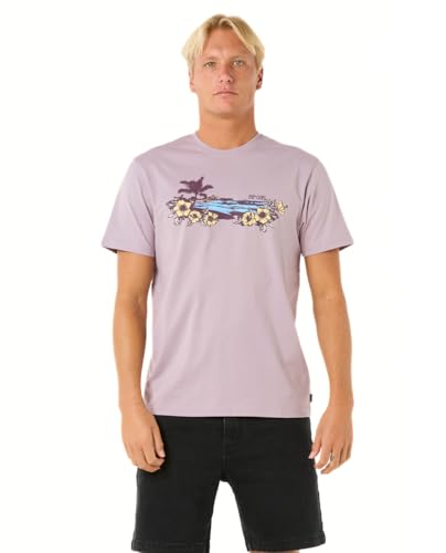 Rip Curl Camiseta gráfica de Manga Corta con Cuello Redondo para Hombre, Ajuste estándar, Smokey Grape Surf Paradise, Small