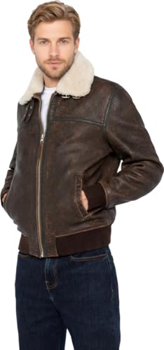 Schott NYC Lcbombardier contre le froid hivernal blouson cuir chaud coupe-vent homme