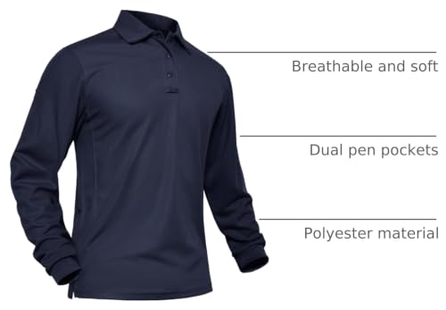 Image of MAGNIVIT Men's Polo Shirts Long Sleeve Quick Dry Performance Shirt Military Tactical Army Combat Polo Shirts