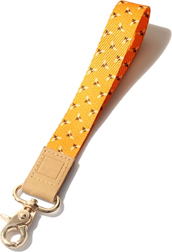 DQL Wrist Lanyard Strap for Badges, Wristlet Strap for Key, Cute Keychain Holder for Men & Women, Bee