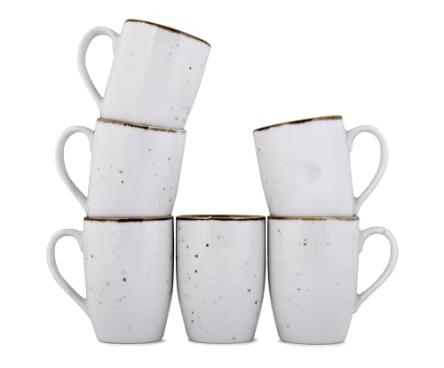 Image of Hitkari Potteries Porcelain White Sparkle Coffee Mugs Set 6 | for Morning & Evening Tea /Coffee | Home & Kitchen | Coffee Cup (SL-35)