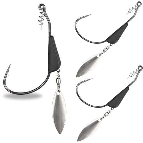 Reaction Tackle Bladed Swimbait Hooks - Bass Fishing Hook with Underspin 1/8-3/0