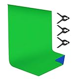 Andoer Pro Fondo Fotográfico 2X3M, Croma Fondo Chroma Key, Plegable Telón de Fondo de 100% Pura Muselina para Estudio Fotográfico para Fotografía, Vídeo y Televisión Green Screen, Azul y Verde 2 en 1