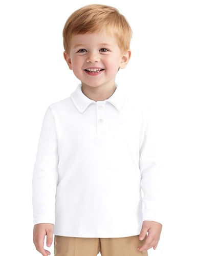 Toddler Boys Long Sleeve Polo Shirts School Uniform Dress Shirt Size18M-5T
