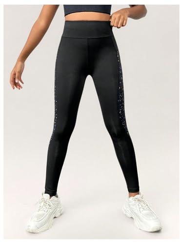 MakeMeChic Girl's Graphic High Waisted Leggings Workout Active Pants with Phone Pockets4