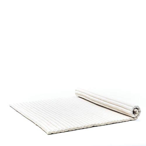 Image of Leewadee - Foldable Floor Mattress - Japanese Roll Up Futon -Trifold Tatami Mat- Guest Floor Bed - Camping Mattress - Thai Massage Mat, Kapok Filled, 75 x 57 inches, Ecru