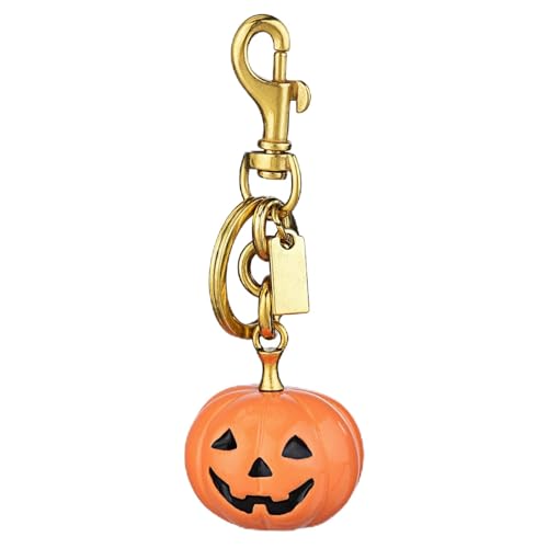 Halloween Pumpkin Keychain Charm - Gold - Tone Metal Clip,