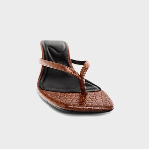 Image of Women's Miami Kitten Heels Sandals Square Open Toe Thong Sandal Flip Flop Heels +Memory Foam Heeled Sandals for Women