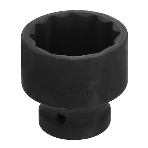 Image of HARFINGTON 1 /2 inch Drive x 34mm Shallow Impact Socket 12-Point Metric CR-V Steel Spindle Nut Impact Flip Sleeve for Home Auto Nuts Bolts Repair
