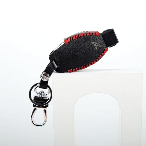 Image of Leather Car Key Cover Compatible for Smart Key Case Metal Hook for Car Remote Key for, S - Class, C - Class, M - Class (Black)