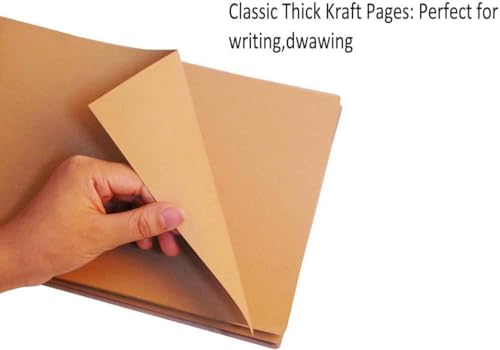 Adventure Book Handcrafted 11.92 x 7.62" Leather-Bound Scrapbook with 80 Pages, Embossed Lettering, Inspired by 'Up', Ideal for Photos, Weddings&Travel Memories Gift Box Included (Leather Scrapbook)