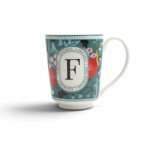 Image of Shay Alphabet Mug 300ml, Letter F Printed Coffee Mug for Girls, Boys, Friends | Ceramic Mug |Glossy Finish | Ceramic Coffee Cup | Porcelain | Microwave Safe (Alphabet Mug - F)