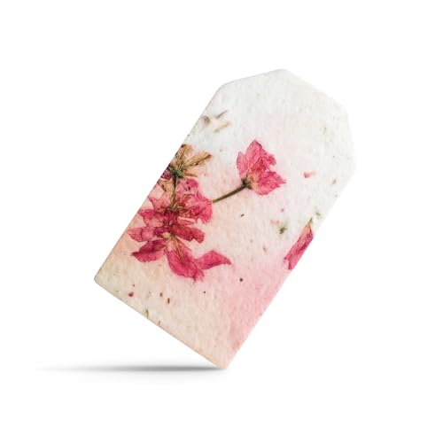 Seed Bloom 50Pcs Plantable Pink Seed Paper Tags with Wildflower