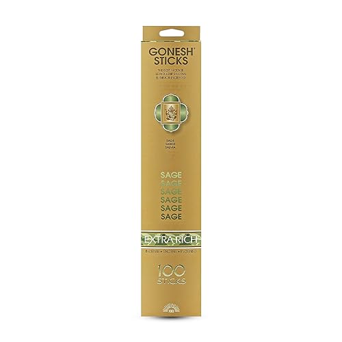 Gonesh - Extra Rich Scented Incense Sticks - Non-Toxic 10” Slow Burn Aromatic Sticks - Sage - 100 Pack