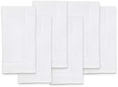 50 White 100% Linen Ladder Hemstitched Cocktail Napkins 6"x6" - Canada - View #10