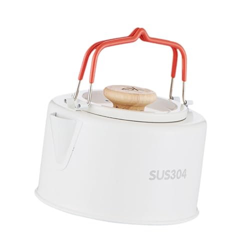 YIJU Camping Kettle Tea Pot Coffee Pot 1.1 L Cookware Lightweight Tea Kettle Teapot for Travel Climbing Outdoor Backpacking Hiking, White