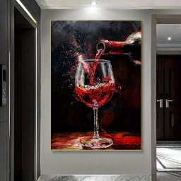 Vin rouge tableau mural pour masquer mur vide cadre 40x60 inclus