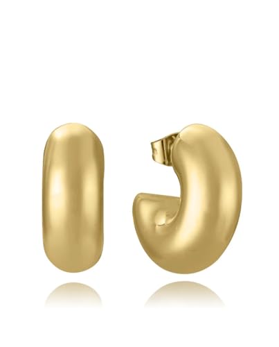 VICEROY Pendientes de mujer de acero Ip dorado aro abierto volumen 75419E01012