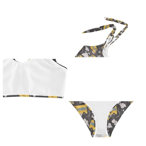 Wusikd Yellow School Bus Girls Swimsuits Two Piece Clouds Swimwear Bikini Set for for Girls Size 3T4