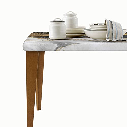 Will Budxeg Marble Texture Modern Abstract Black White Gold Tablecloth With Elastic For 4Ft 30''X48'' Rectangle Folding Table, Wipeable Table Cover For Picnics Outdoor Party #TOP2