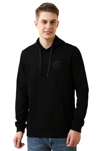 Image of Allen Solly Men's Classic Cotton Solid Hooded Sweatshirt with Kangaroo Pockets