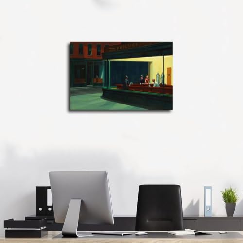 Impression toile Nighthawks Hopper pour habiller un mur de salon vide