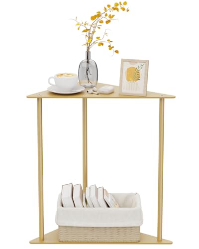 Yawinhe Table d’appoint, Métal Table Basse Triangle à 2 Niveaux,Table de Chevet pour Petits Espaces,Bureau d'ordinateur,Table de Canapé pour Salon,48 cm...