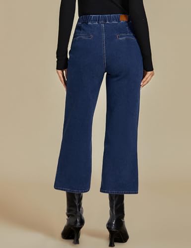 luvamia Wide Leg Jeans for Women Pull On Trendy High Waisted Cropped Jeans Denim Pants Stretchy Baggy with Patch Pockets3