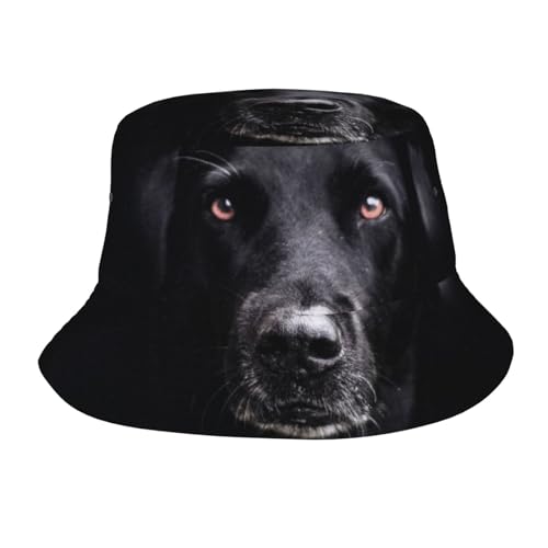 Black Labrador Bucket Hat, Fashionable Foldable Outdoor Travel Beach Hat for Men and Women, Sun Hat