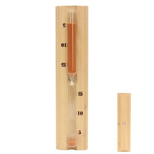 Sauna Sand Timer 15 Minute 2.6x11.8 Wooden Hourglass Timer with Yellow Sand Accurate Heat-Resistant Sauna for Spa/Bath/Coffee House/Restaurant