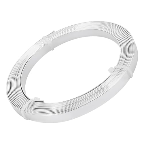 BENECREAT 5m Filo Piatto in Alluminio Largo 10mm Filo per Bigiotteria Accessori in Metallo per Artigianato - Argento