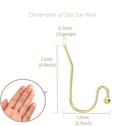 Image of Dhruv Crafts Golden Brass S Hook Earwire 50 Pcs with Earring Backs 50 Pcs Ball End Ear Hooks for Jewelry Making DIY Earring Findings Craft Supplies Accessories
