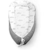 kidoola Newborn Baby Nest Lounger with Memory Foam Base, 100% Cotton, Washable, Safe and Breathable Fabric 0-12 Months Unisex Ideal for Home, Travel & Baby Essential Gift (Clouds.)