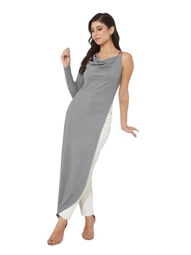 T-shirt asymétrique manches longues fini les hauts basiques et ternes