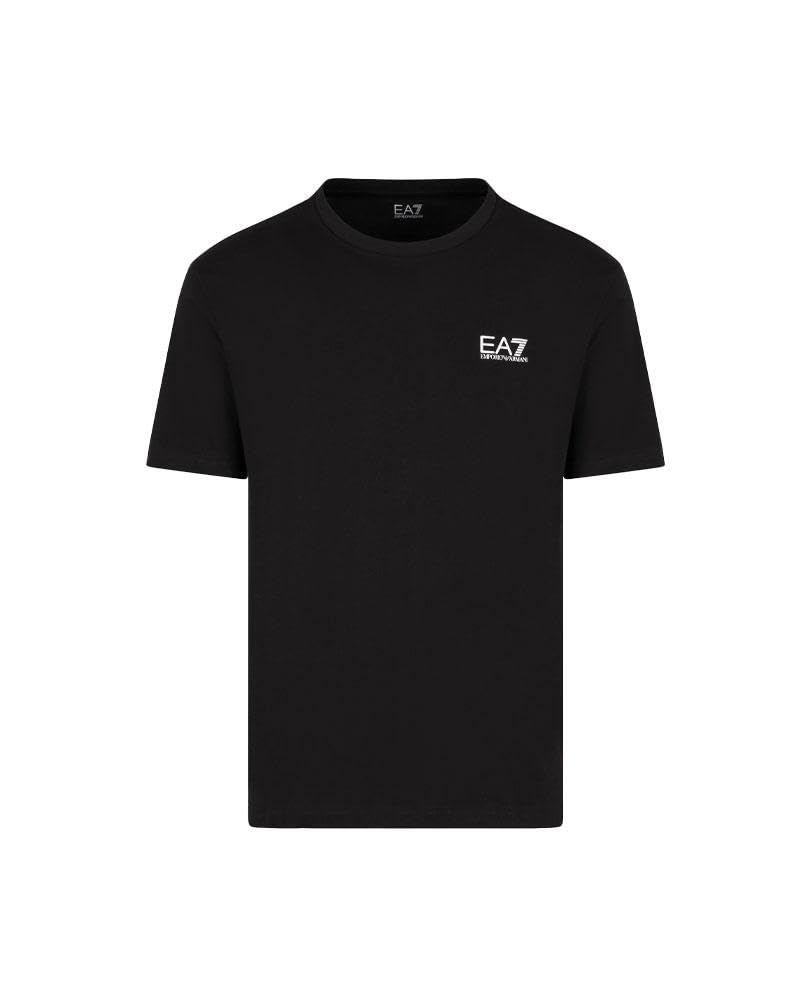 EA7 Hombre Camiseta con Logo En El Pecho, Black/Gold