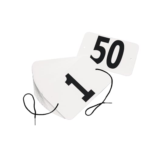 Hodges Badge Company Rectangular Equestrian Numbers with String - 50 Set (Numbers 1-50) - Made in USA