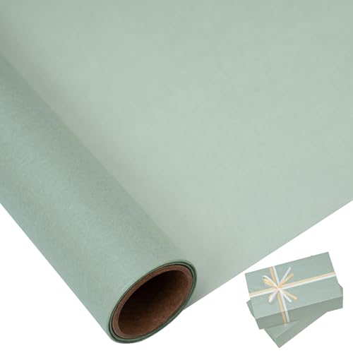 Larcenciel Rollo de Papel de Seda Verde Salvia, 10 m x 43 cm Papel Seda para Envolver Brillante para Rellenar Bolsas de Regalo, Exquisito Embalaje Regalo Artístico para Boda, Cumpleaño, Fiesta, DIY