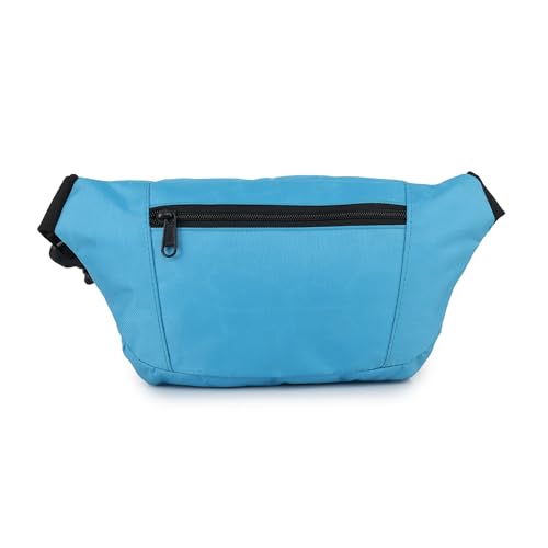 Image of Waist Bag for Man Woman - Anti Theft, Waterproof Zippers and Back Pocket - Large Travel Waist Pouch, Fanny Pack, Belt & Hip Bag for Men, Women for Hiking, Passport, Gym (Black) (Turquoise)