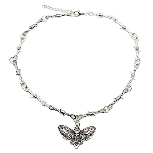 Maouira Collier ras du cou exquis en alliage avec pendentif en forme d'épines punk punk hip-hop pour couple tête de mort et chaîne de clavicule pour homme et femme Cover