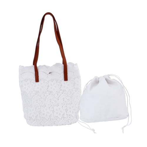 Sac à main pour femmes brodé en dentelle de coton au design blanc délicat