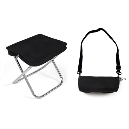 NORDPEAK Ultra Lightweight Camping Stool - 350Lbs Heavy Duty Folding Stool with Adjustable Shoulder Strap, 1.5Lbs Compact Collapsible Footstool for Outdoor Travel, Hiking, Fishing, Concert, Picnic