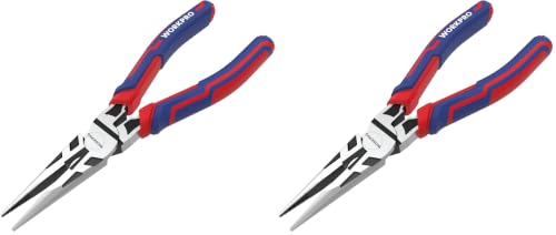 Image of WORKPRO Premium 6 inch Needle Nose Pliers, Paper Clamp Precision, Heavy-Duty CRV Steel, Soft Grip with Wire Cutter, Long Nose Cutting Pliers (Pack of 2)