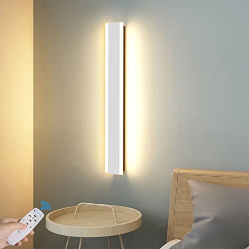 Apliques de pared interior de diseño lineal blanco con tono ajustable y mando a distancia