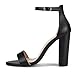 GENSHUO Women's 4 Inch High Chunky Heels Open Round Toe Block Sandals Ankle Strap Prom Wedding Party Shoes Patent Black Size 8