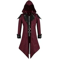MVFEUIJ Steampunk Chaqueta para hombre con capucha, abrigo