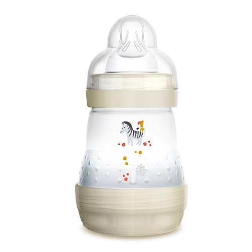 MAM Easy Start Anti-Colic Bottle, 5 oz (1-Count), Newborn Essentials, Slow Flow Bottles with Silicone Nipple, Unisex Baby Bottles, White