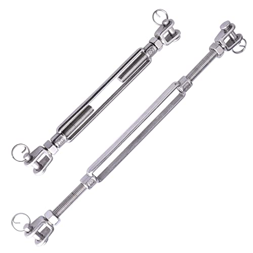 Lordhardware Stainless Steel 3/8 Inch M10 Jaw And Jaw Turnbuckles For Tensioning Cable Rope Chain, 1200 Lbs Load, 2-Pack #TOP2